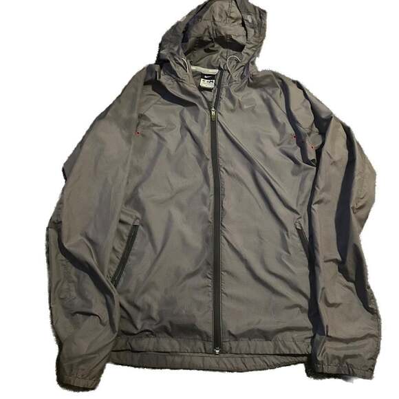 Nike Men's Medium Lightweight Windbreaker Jacket Gray Reflective Hood - Picture 5 of 9